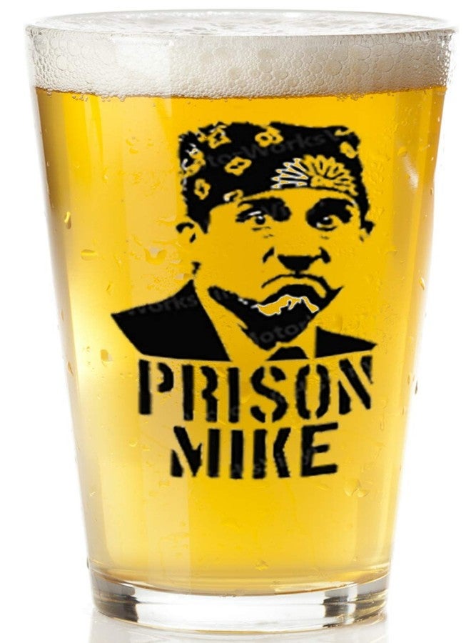 Glassicle Prison Mike Funny Beer Glass - The Office Merchandise - 16 Oz, Scratch-Resistant Funny Pint Glass - Perfect Stocking Stuffers, Gag Gifts, Birthdays, or Father’s Day - Printed in the USA - Image 1